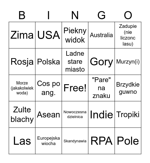 Nie Bingo Card