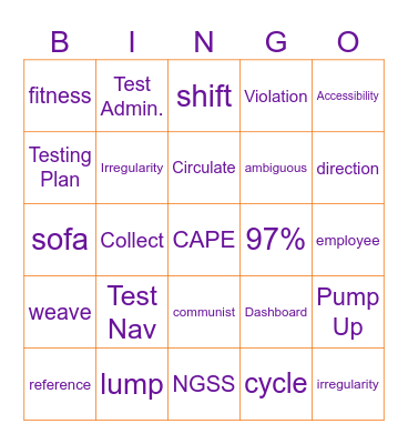 DC CAPE Bingo Card