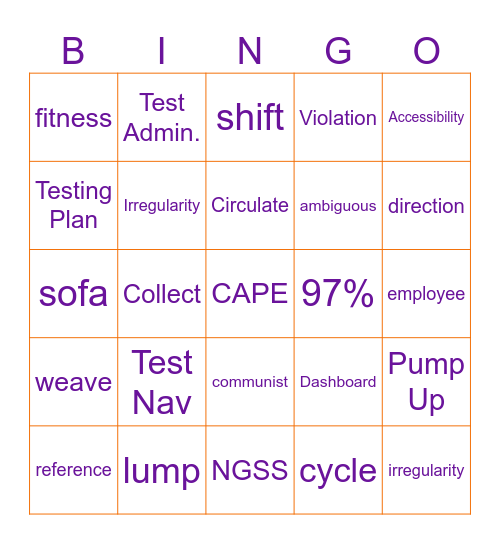 DC CAPE Bingo Card