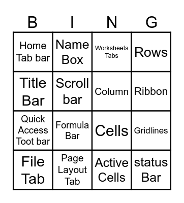 Excel interface Bingo Card