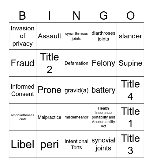 PT Aide Bingo 2 Bingo Card