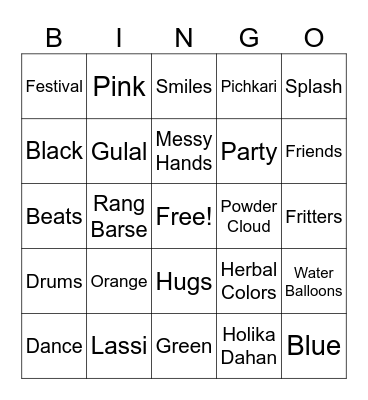 Holi Bingo Card