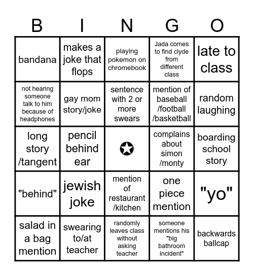 CLYDE BINGO Card
