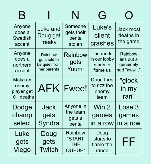 Surely this will end well? Bingo Card