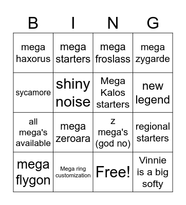 Pokemon legends za Bingo Card