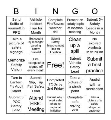 36Q Safety Bingo Card