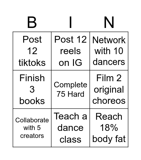April 1st - July 31st BINGO Card