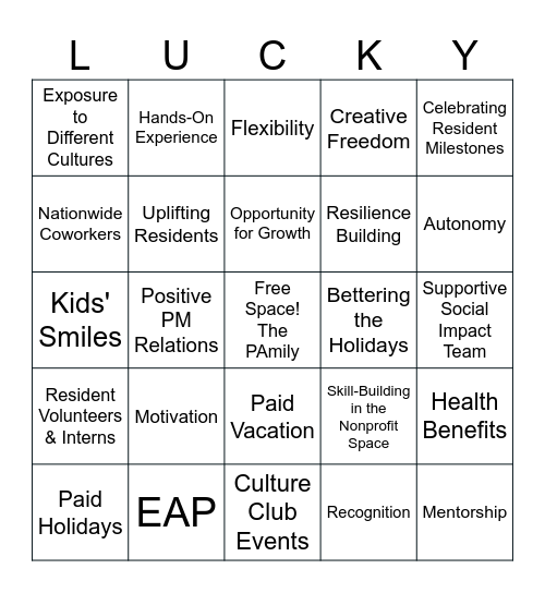 Lucky to Work at Project Access! Bingo Card