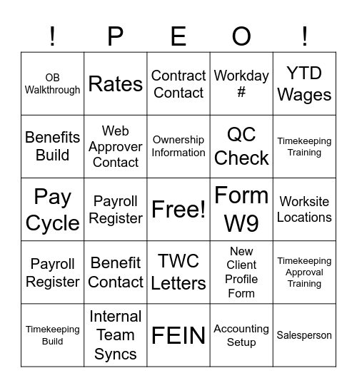 What is needed for a successful Implementation Bingo Card