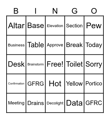 Page Turn BINGO Card