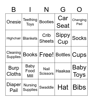 Baby Weber Gift Bingo Card