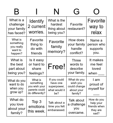 Therapy Bingo Card