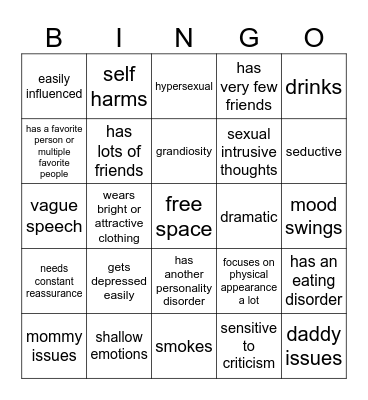 HPD bingo Card