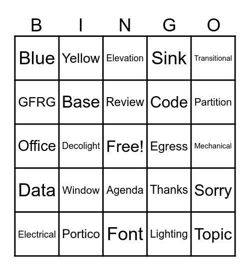 Page Turn BINGO Card