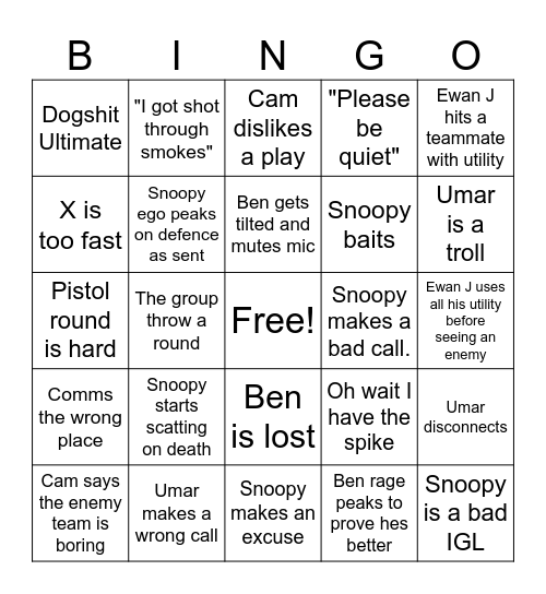 Inshalul Bingo Card