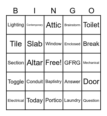 Page Turn BINGO Card