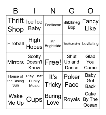 The Love of Music Bingo Card