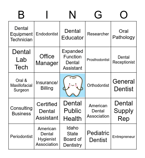 Dental Profession BIngo Card