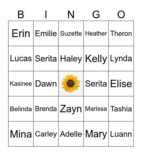 Rachel's Baby Shower Bingo Card