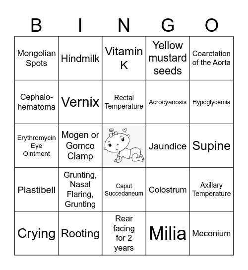OB Bingo Newborn Bingo Card