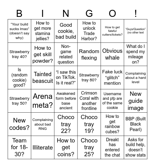 Neo’s General Guides and Help Bingo Card
