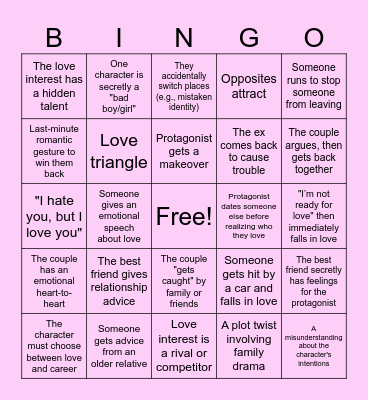 EPIC ROMCOM BINGO Card