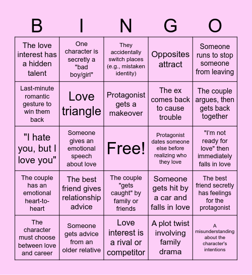 EPIC ROMCOM BINGO Card