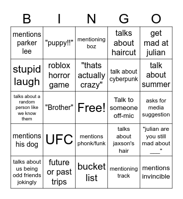 Untitled Bingo Card