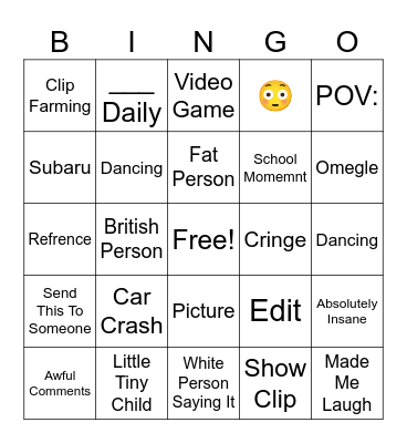 Instgram Reels Bingo Card