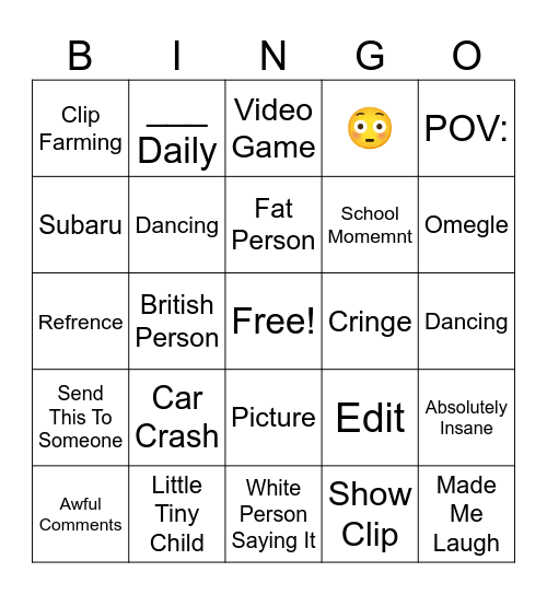 Instgram Reels Bingo Card