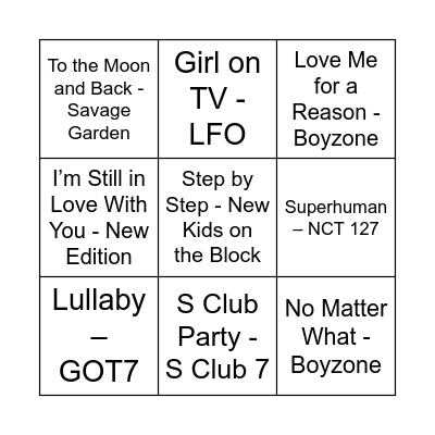 Game Five Bingo Card