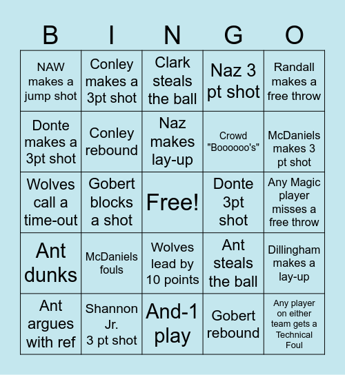 Bonner Bingo Card