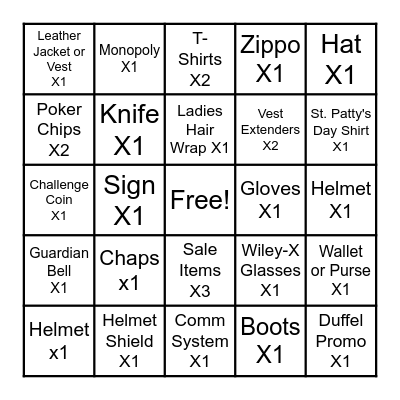 Motorclothes BINGO Card