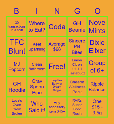Spring Break BINGO Card