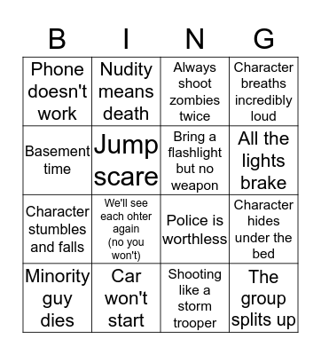 Halloween Horror Bingo Card