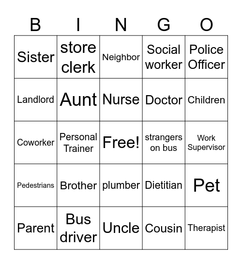 Support System Bingo Card
