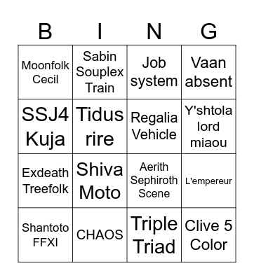 FF I - XVI Bingo Card