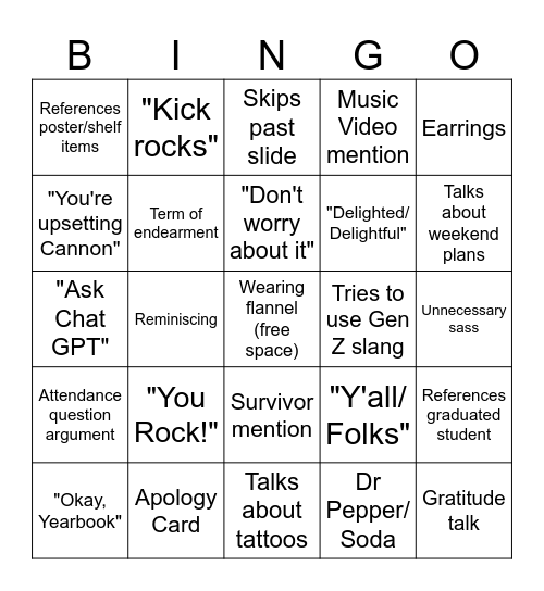 Miss York Bingo Card
