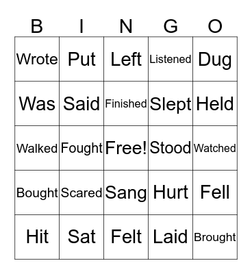 PAST TENSE VERBS Bingo Card