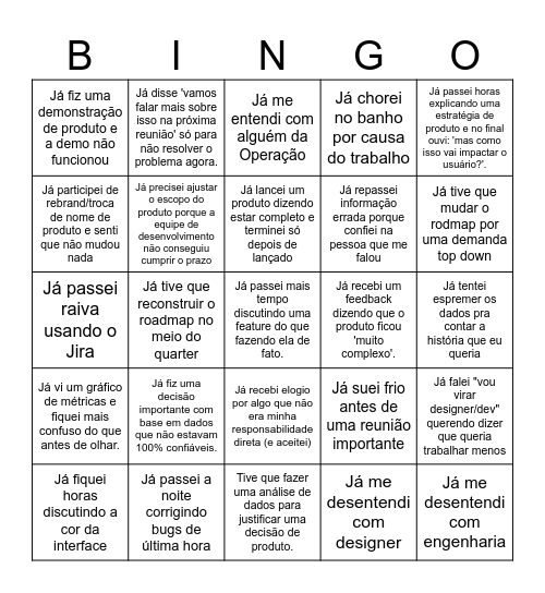 Bingo de Produto Bingo Card