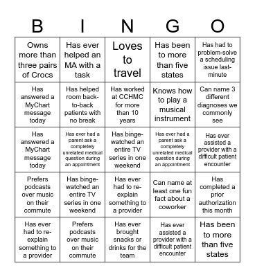 Find Someone Who... Bingo Card