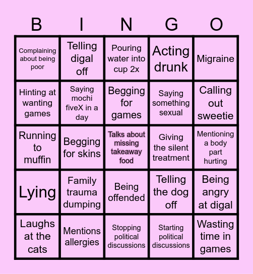 Potato Bingo Card