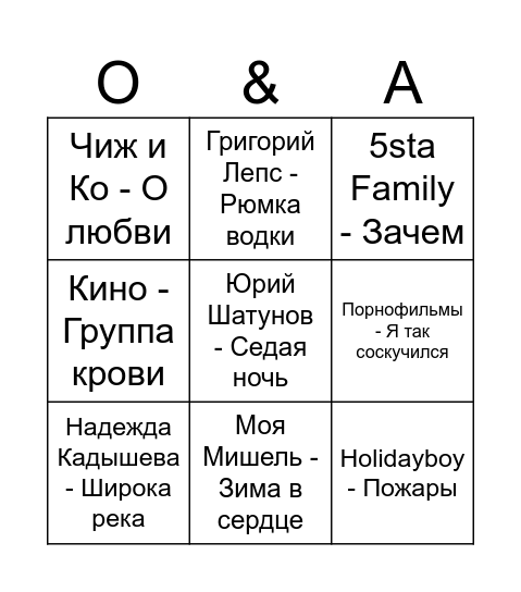 ШУРИНГО Bingo Card