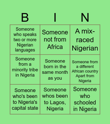 NAIJA FIESTA Bingo Card