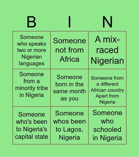 NAIJA FIESTA Bingo Card