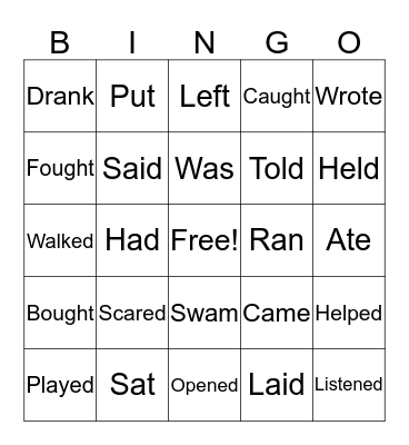 PAST TENSE VERBS Bingo Card