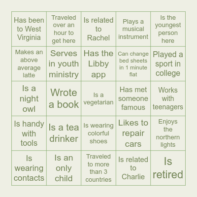 Find Someone Who... Bingo Card