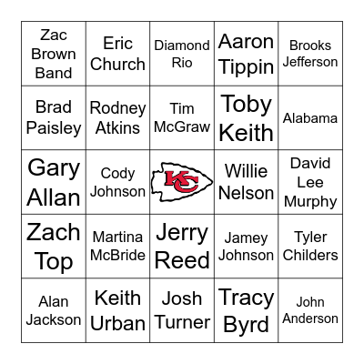 All-Time Country Bingo Card