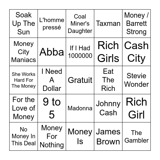 $$$ Bingo Card