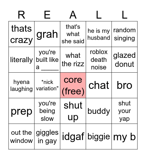 sam biggo Bingo Card